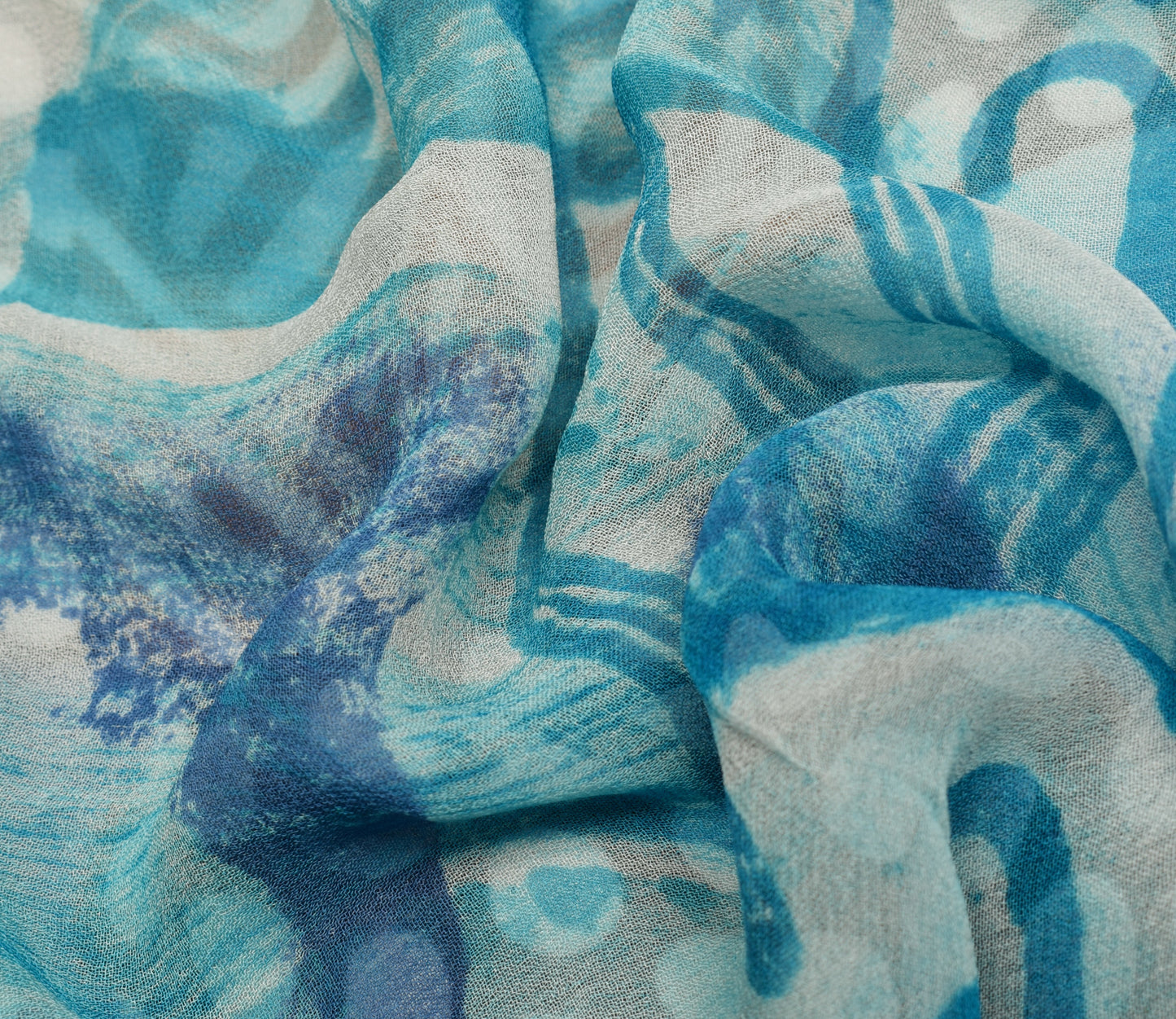 Sushila Vintage Indian Saree 100% Pure Georgette Silk Printed 5 YD Craft Fabric