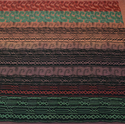 Sushila Vintage Multi-Color Saree 100% Pure Georgette Silk Printed Craft Fabric