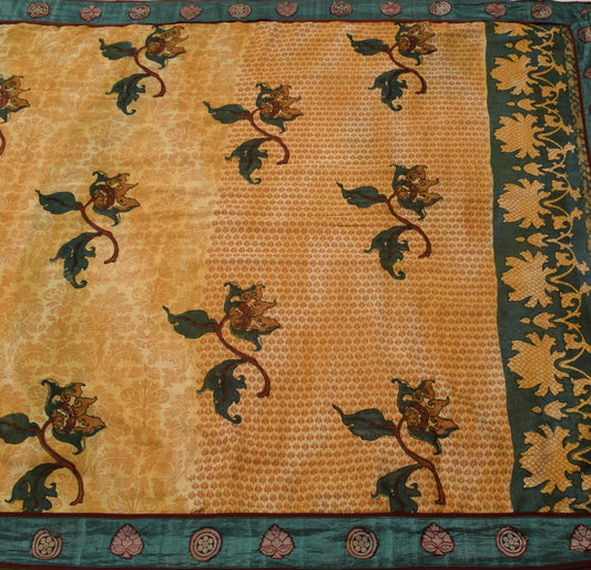 Sushila Vintage Branded Saree 100% Pure Georgette Printed Floral Craft Fabric