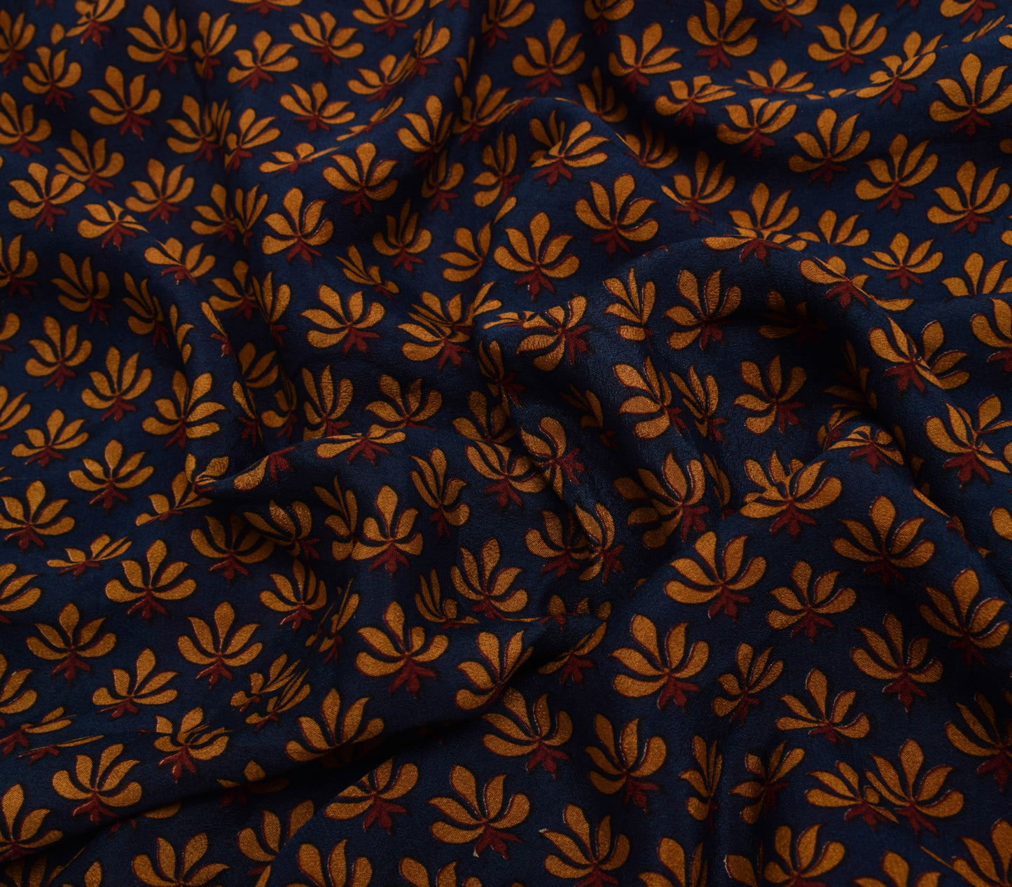 Sushila Vintage Branded Blue Saree 100% Pure Crepe Printed Floral Soft Fabric