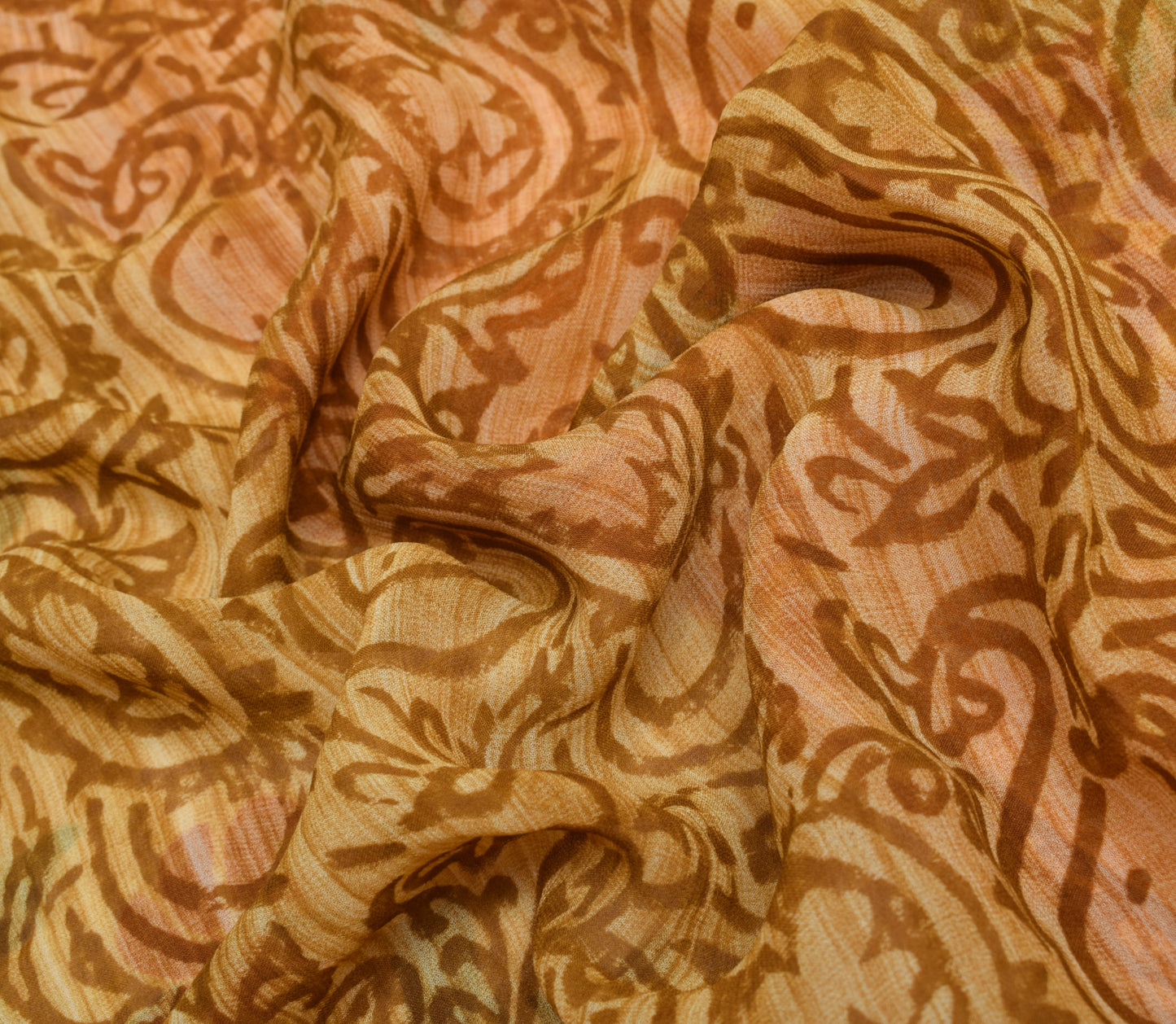 Sushila Vintage Saree 100% Pure Georgette Silk Printed Paisley 5 YD Craft Fabric