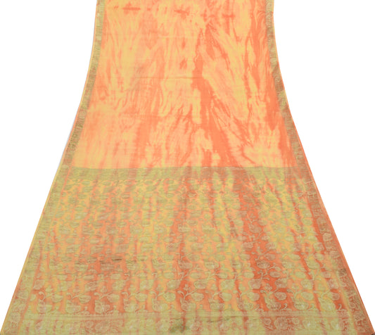 Sushila Vintage Yellow & Orange Saree Pure Georgette Silk Printed Craft Fabric