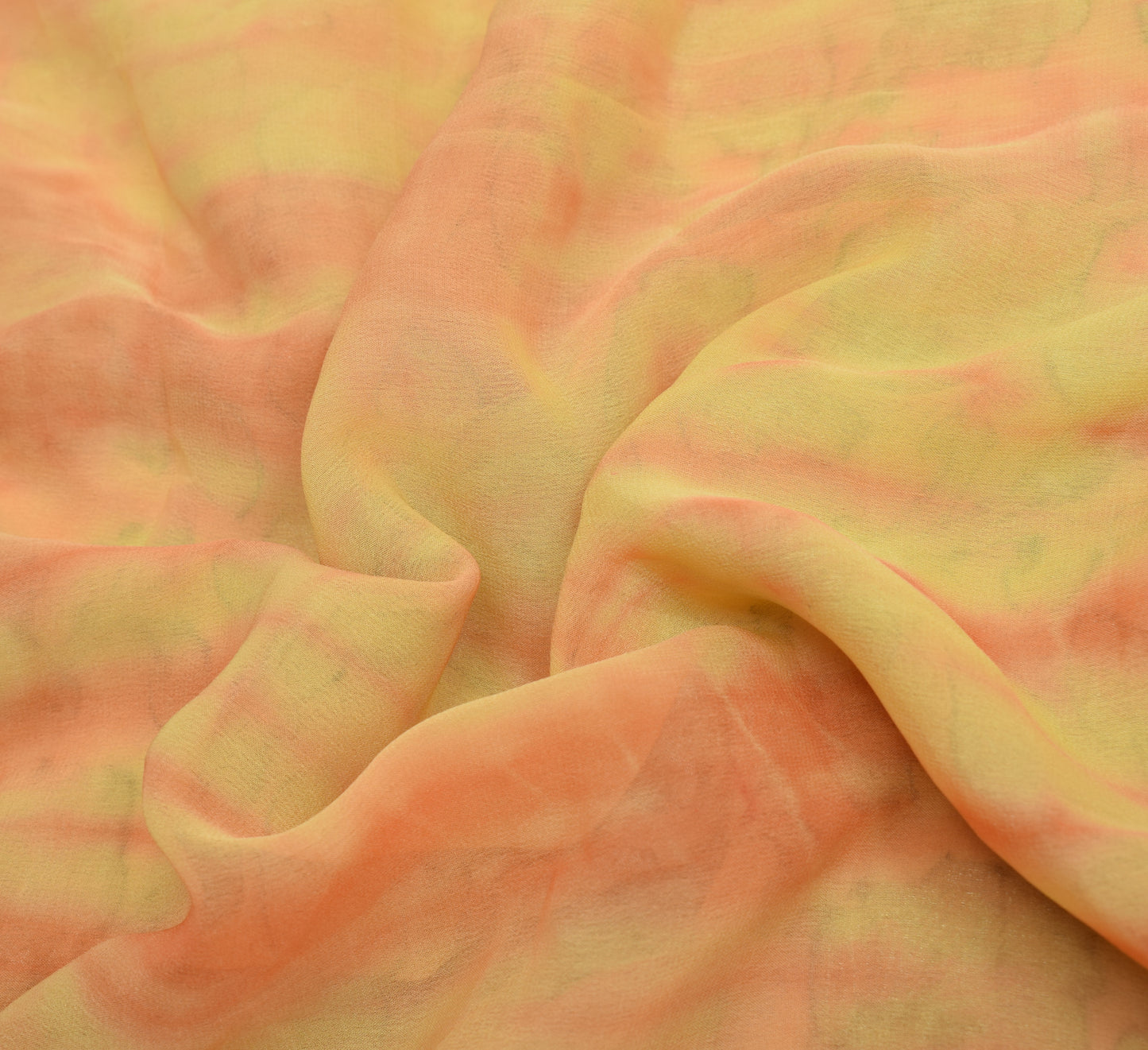 Sushila Vintage Yellow & Orange Saree Pure Georgette Silk Printed Craft Fabric