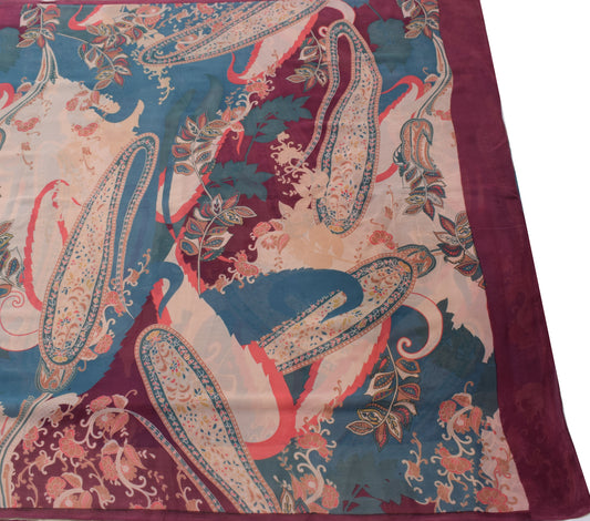 Sushila Vintage Branded Saree Pure Georgette Silk Printed Paisley Craft Fabric