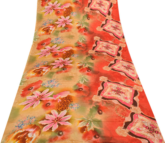 Sushila Vintage Multi-Color Saree Art Georgette Silk Printed Floral Craft Fabric
