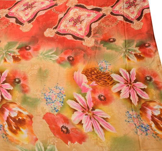 Sushila Vintage Multi-Color Saree Art Georgette Silk Printed Floral Craft Fabric