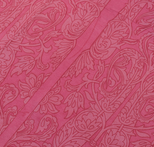 Sushila Vintage Pink Sari 100% Pure Silk Printed Floral Soft Craft 5 Yard Fabric