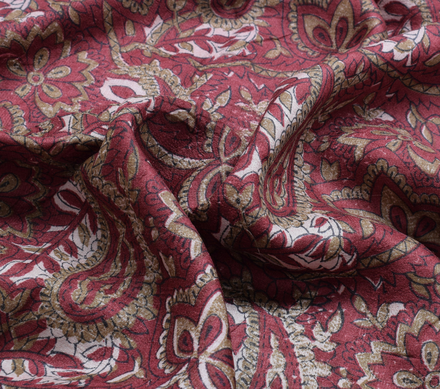 Sushila Vintage Maroon Saree 100% Pure Silk Printed Floral Soft Craft Fabric