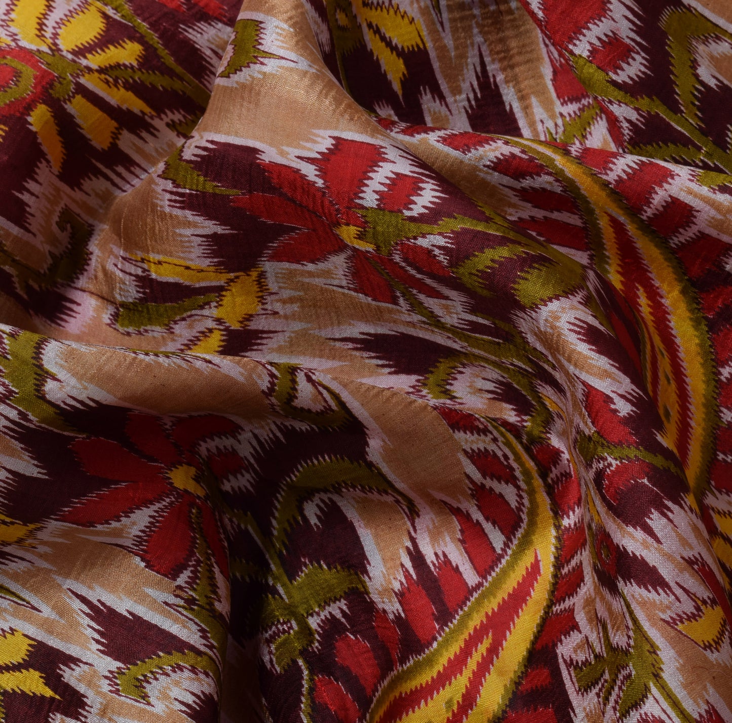 Sushila Vintage Brown Saree 100% Pure Silk Printed Floral Soft Craft Fabric
