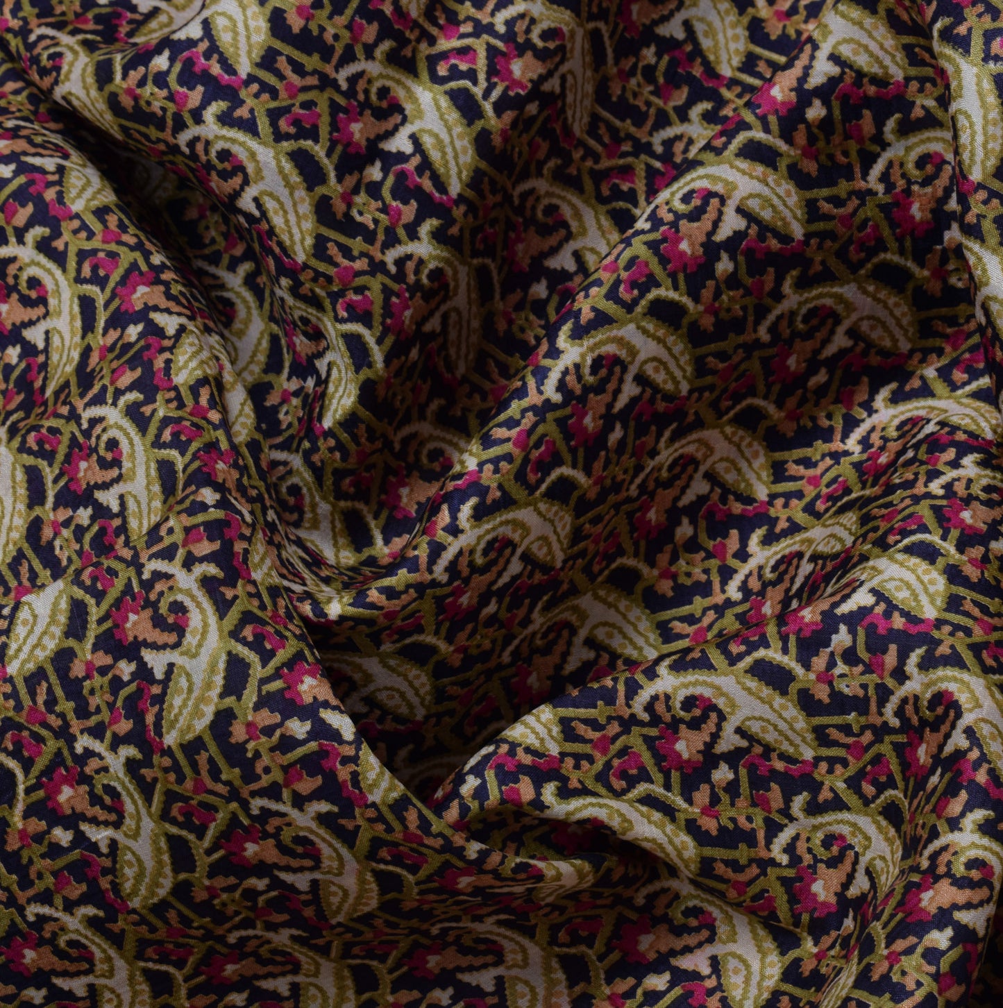 Sushila Vintage Blue Saree 100% Pure Silk Printed Floral Soft Craft Fabric