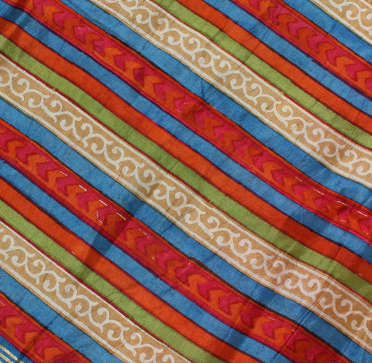 Sushila Vintage Multi-Color Saree Pure Silk Printed Floral Soft Craft Fabric