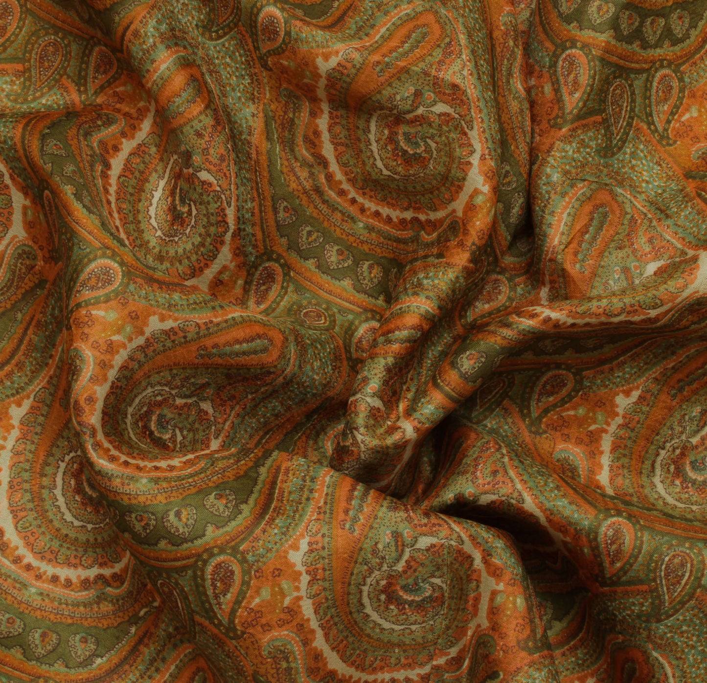 Sushila Vintage Green Saree 100% Pure Silk Printed Paisley Soft Craft Fabric
