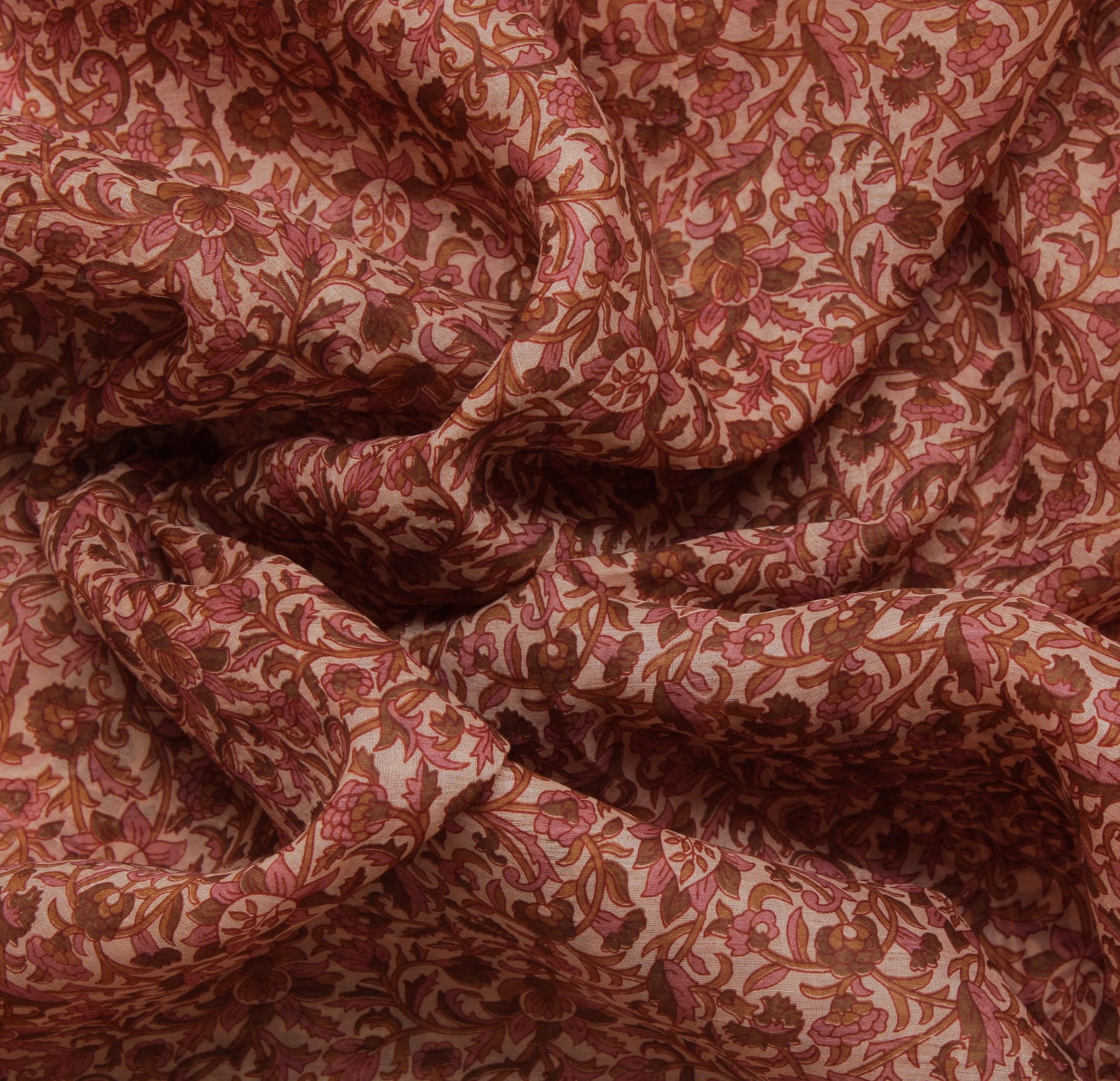 Sushila Vintage Cream Indian Saree 100% Pure Silk Printed Floral Soft Fabric