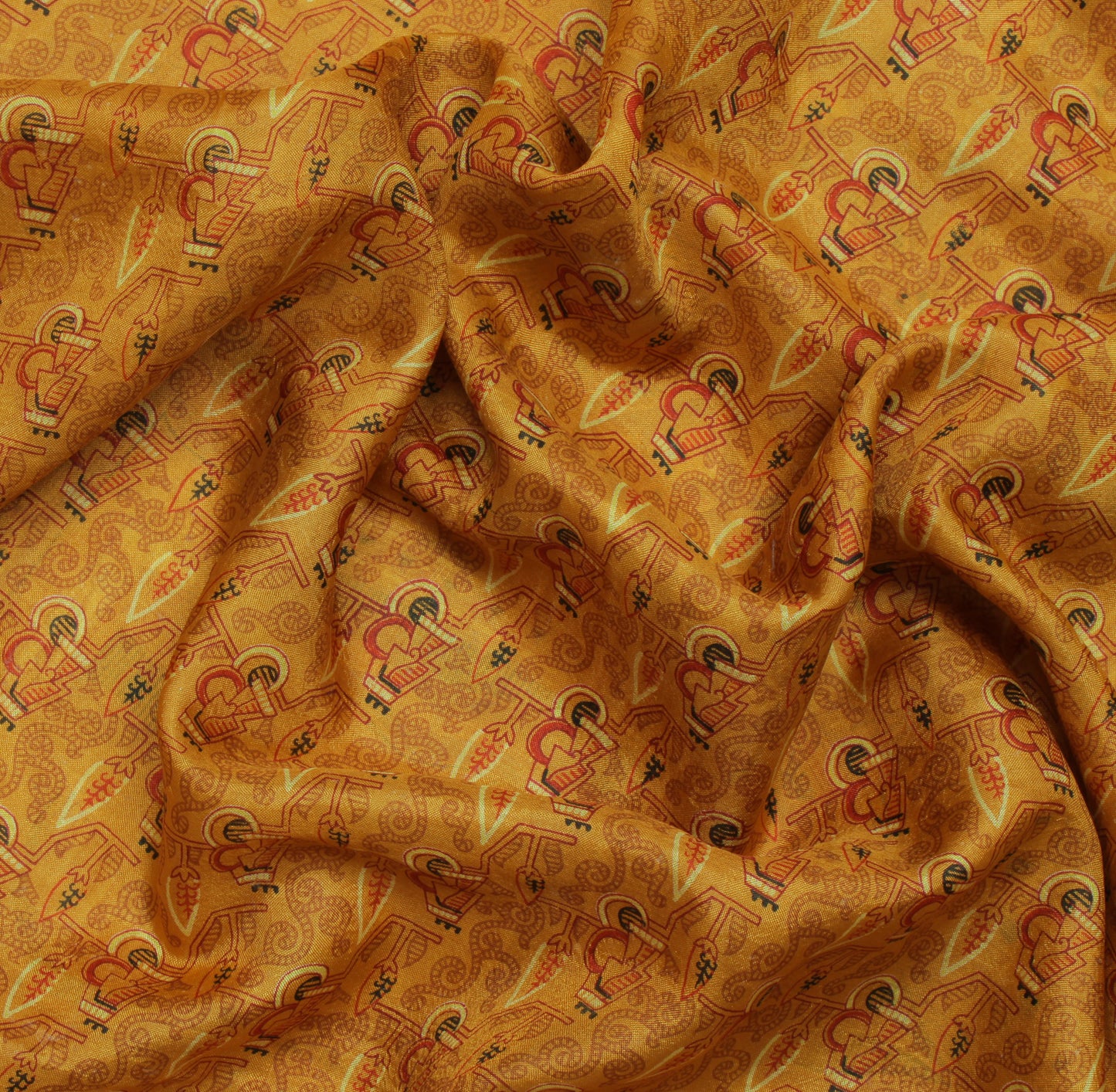 Sushila Vintage Green Indian Saree 100% Pure Silk Printed Soft Craft Sari Fabric