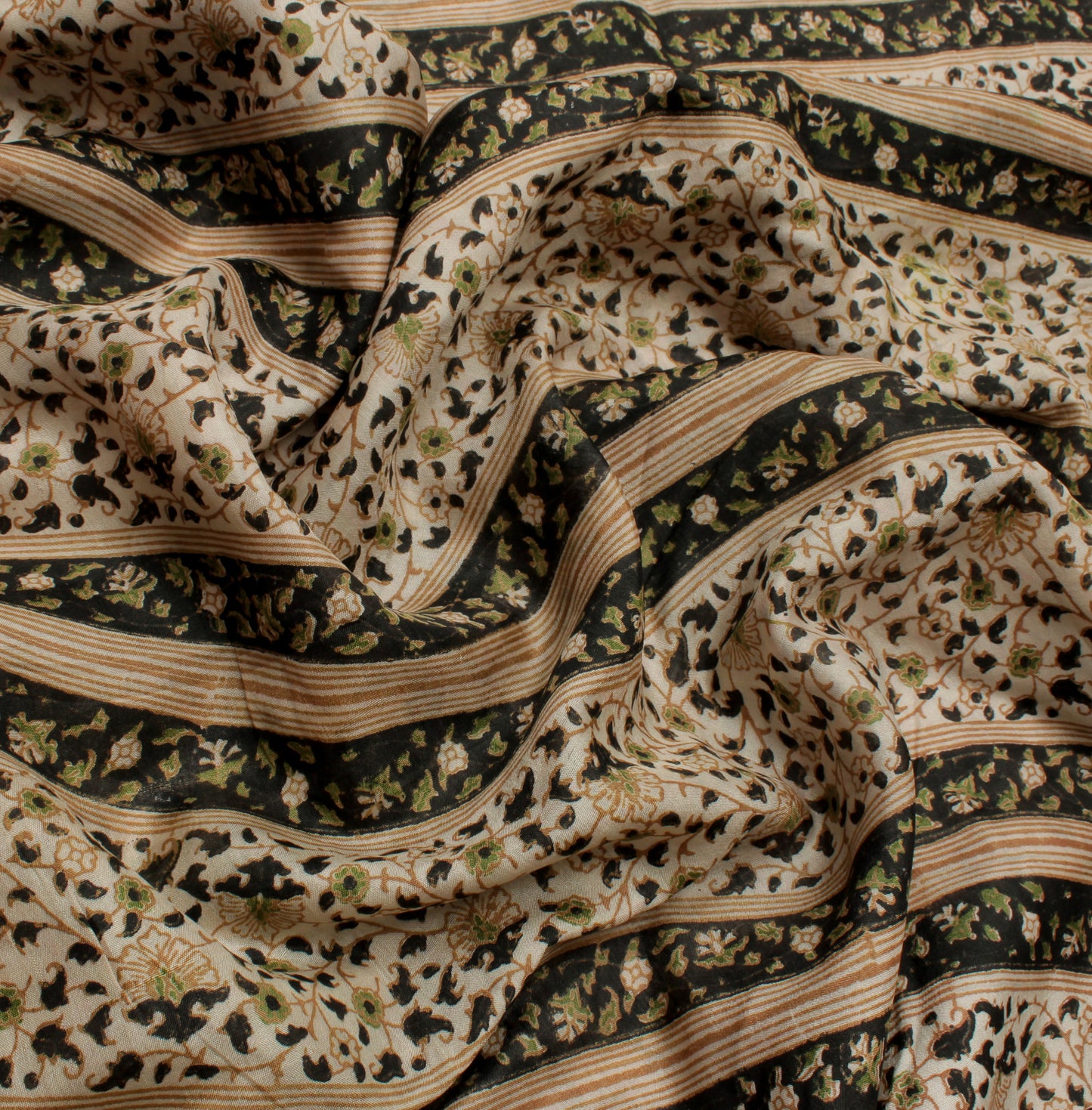 Sushila Vintage Indian Saree 100% Pure Silk Printed Floral Soft Craft Fabric