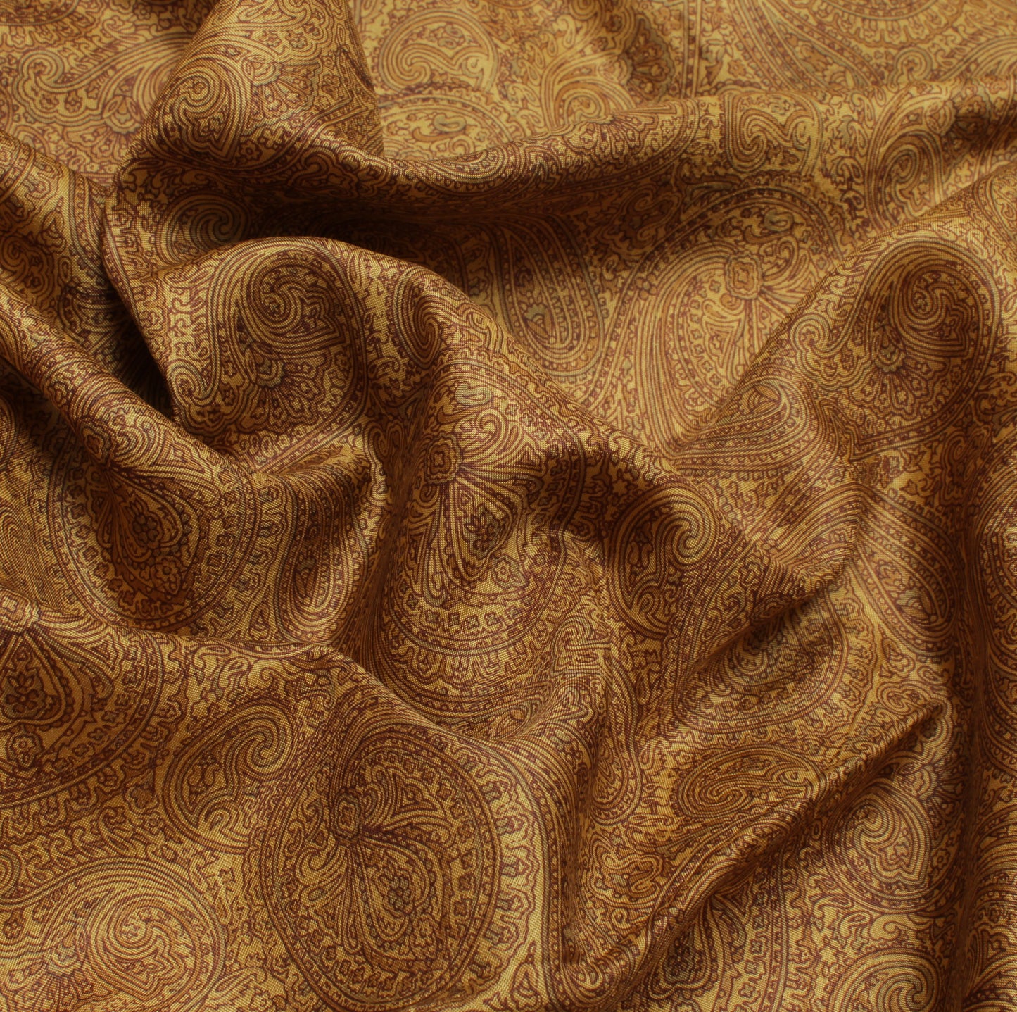 Sushila Vintage Mustard Saree 100% Pure Silk Printed & Woven Soft Craft Fabric