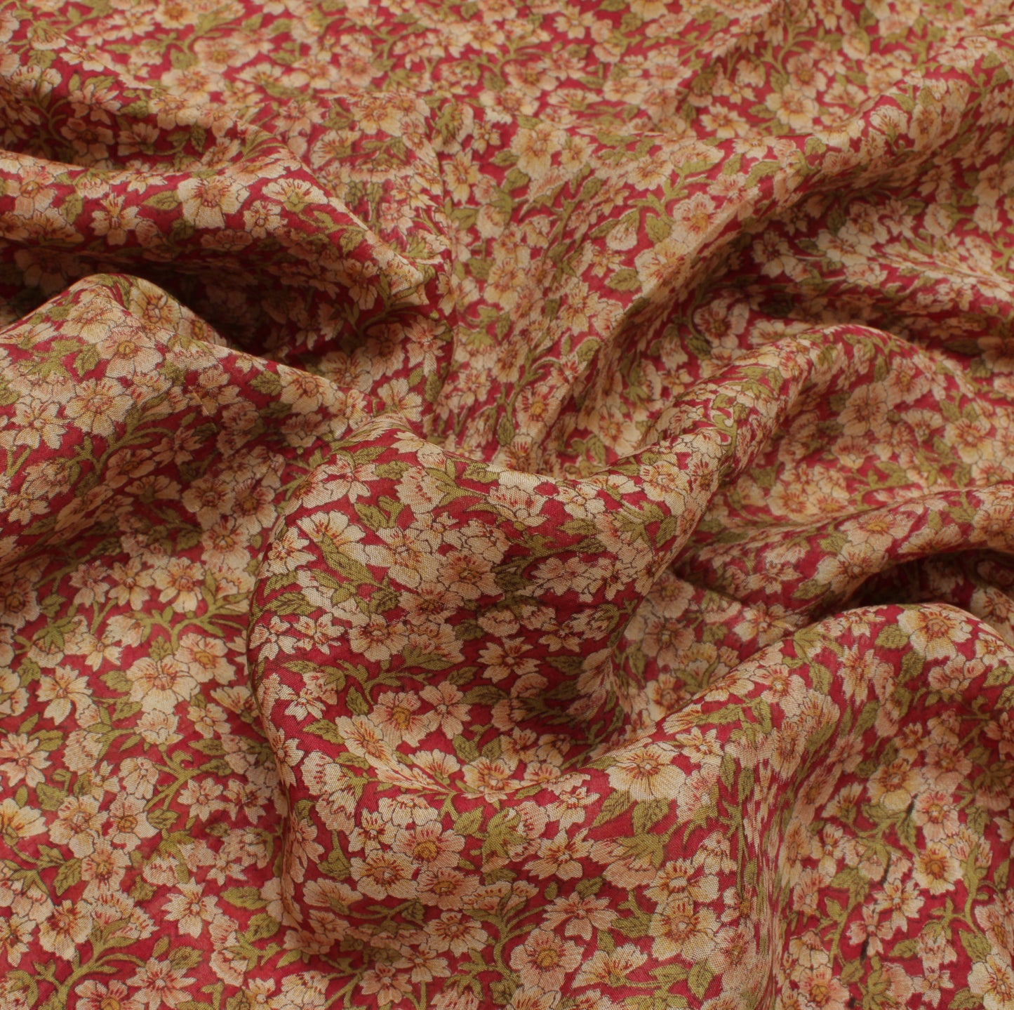 Sushila Vintage Indian Saree 100% Pure Silk Printed Floral Soft Craft Fabric
