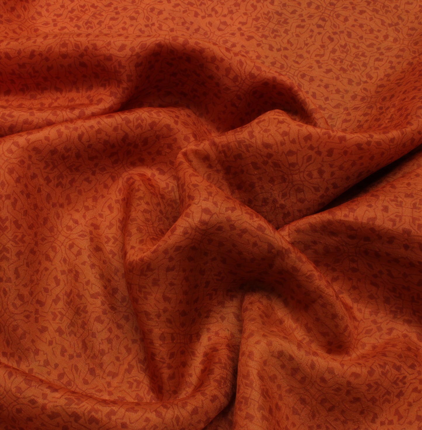Sushila Vintage Orange Indian Saree 100% Pure Silk Printed Soft Craft Fabric
