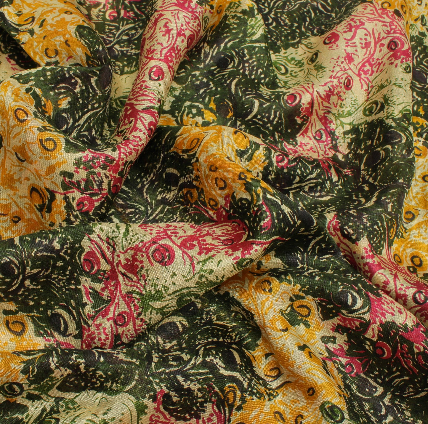 Sushila Vintage Cream Indian Saree 100% Pure Silk Printed Soft Craft Fabric