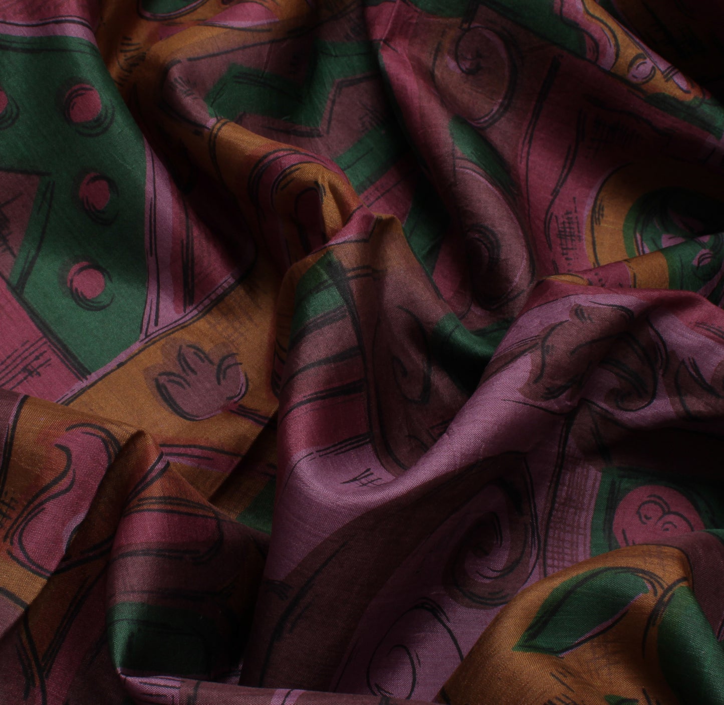Sushila Vintage Indian Saree 100% Pure Silk Printed Soft Craft 5 Yard Fabric