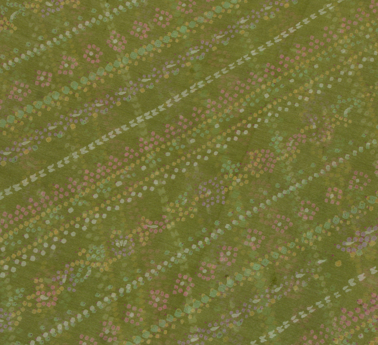 Sushila Vintage Green Saree 100% Pure Chiffon Silk Printed Craft Sari Fabric