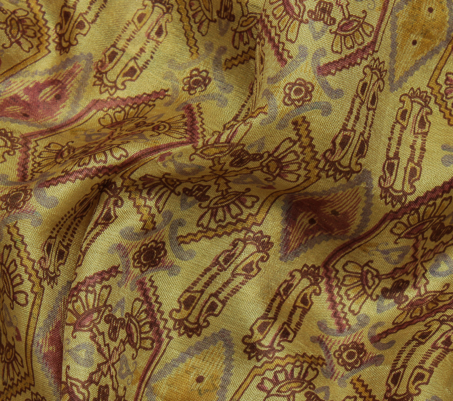 Sushila Vintage Green Saree 100% Pure Silk Printed Floral Soft Craft Fabric