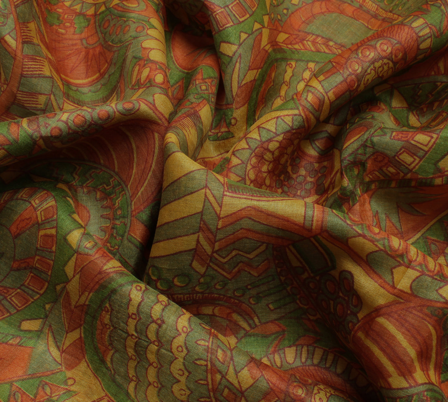 Sushila Vintage Indian Saree 100% Pure Silk Printed Floral Soft Craft Fabric