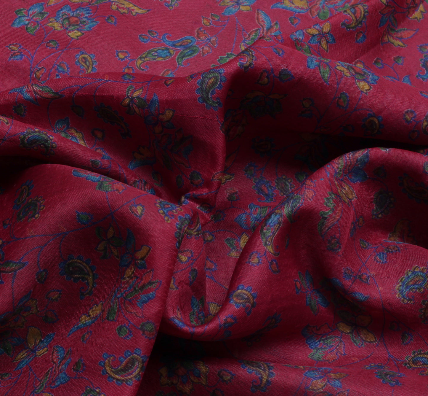 Sushila Vintage Indian Saree 100% Pure Silk Printed Floral Soft Craft Fabric