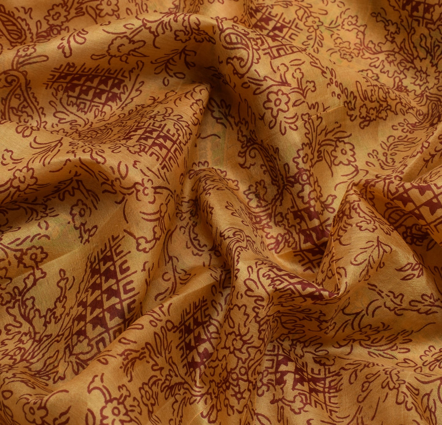 Sushila Vintage Cream Saree 100% Pure Silk Printed Floral Soft Craft Fabric
