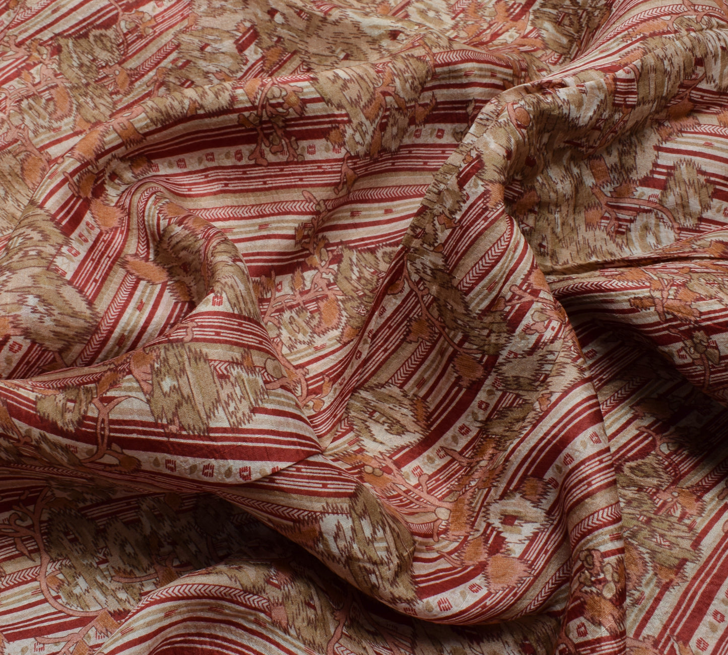 Sushila Vintage Indian Saree 100% Pure Silk Printed Soft Craft 5 Yard Fabric
