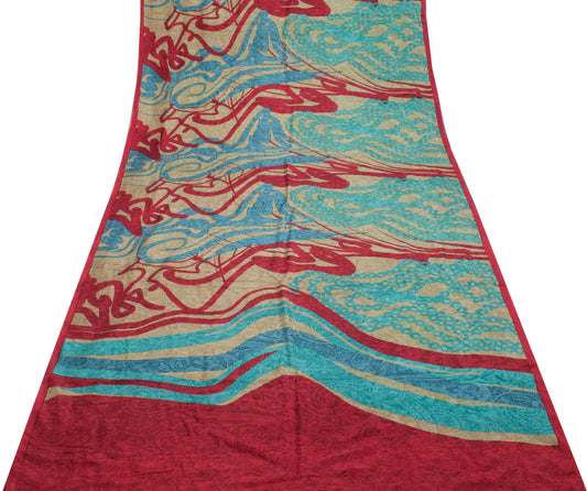 Sushila Vintage Multi-Color Saree 100% Pure Silk Printed Soft Craft Fabric