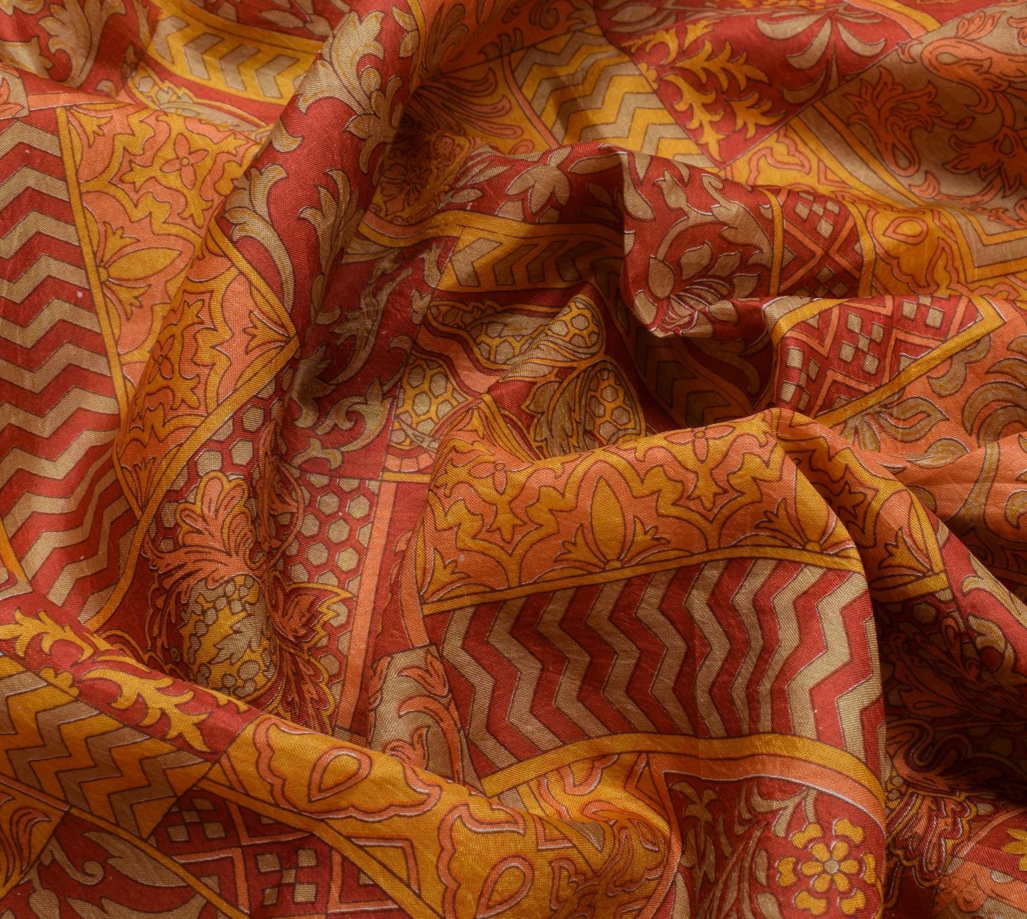 Sushila Vintage Indian Saree 100% Pure Silk Printed Floral Soft Craft Fabric