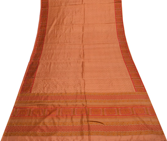 Sushila Vintage Indian Saree 100% Pure Silk Printed Soft Craft 5 Yard Fabric