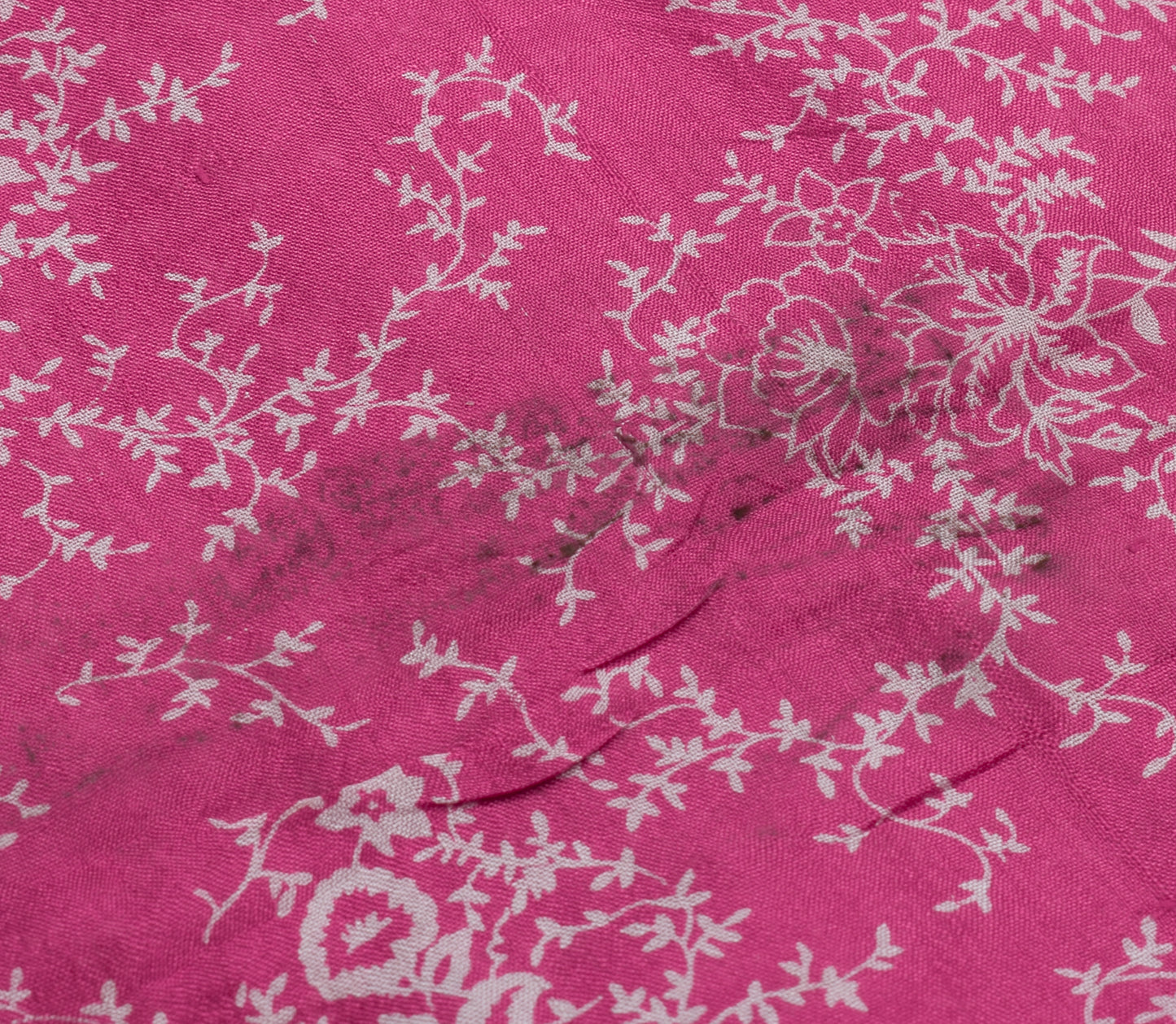 Sushila Vintage Dark Pink Saree 100% Pure Silk Printed Floral Soft Craft Fabric