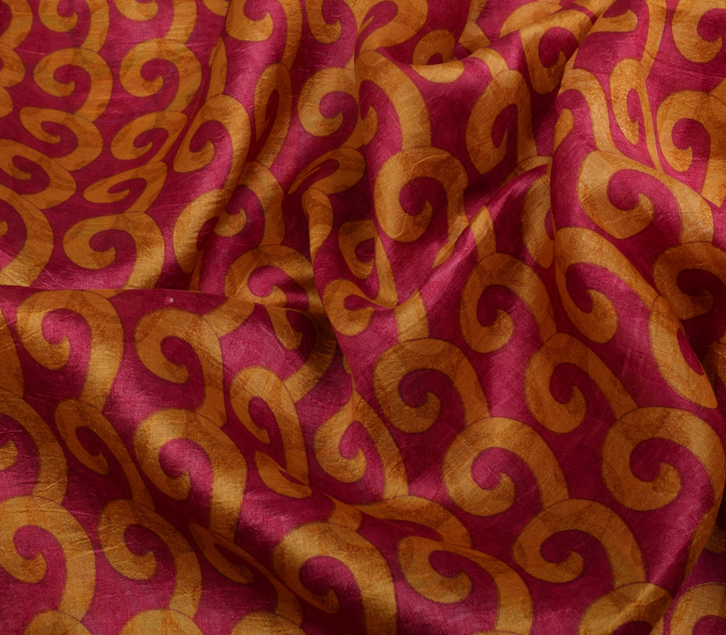 Sushila Vintage Dark Pink Saree 100% Pure Silk Printed Craft 5 Yard Fabric