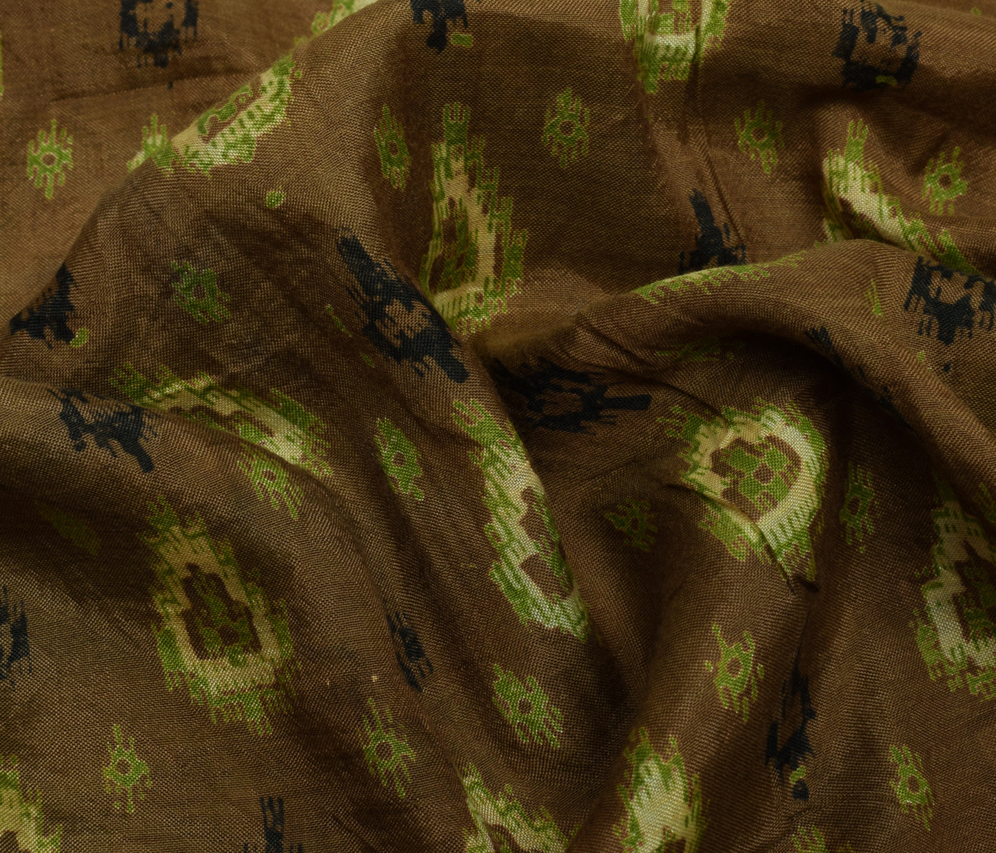 Sushila Vintage Brown Saree 100% Pure Cotton Printed 5 Yard Soft Craft Fabric