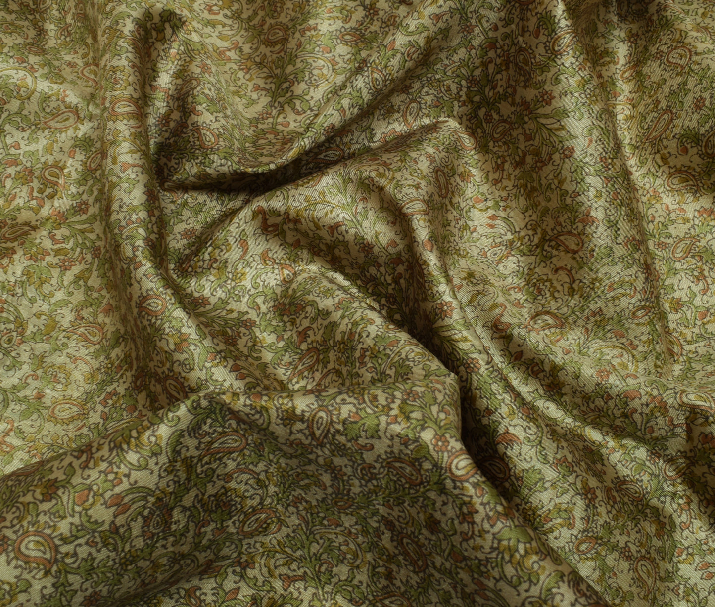 Sushila Vintage Cream Saree Blend Silk Printed Floral Soft Craft 5 Yard Fabric