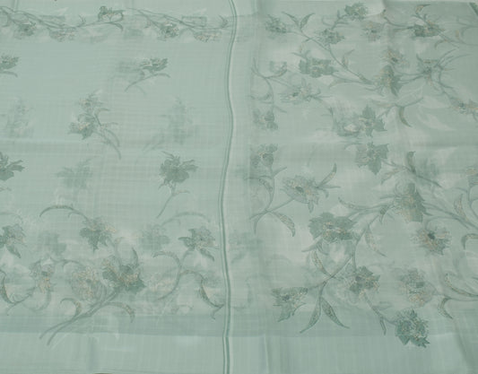 Sushila Vintage Indian Saree Blend Silk Printed Floral Soft Craft 5 Yard Fabric