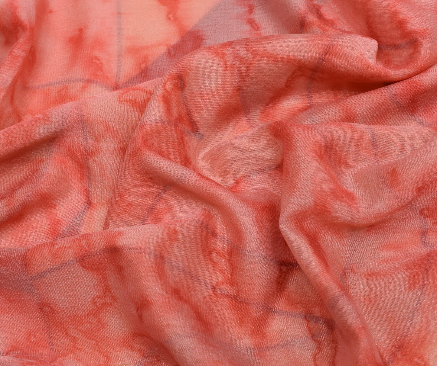 Sushila Vintage Indian Peach Saree Blend Silk Printed Soft Craft 5 Yard Fabric