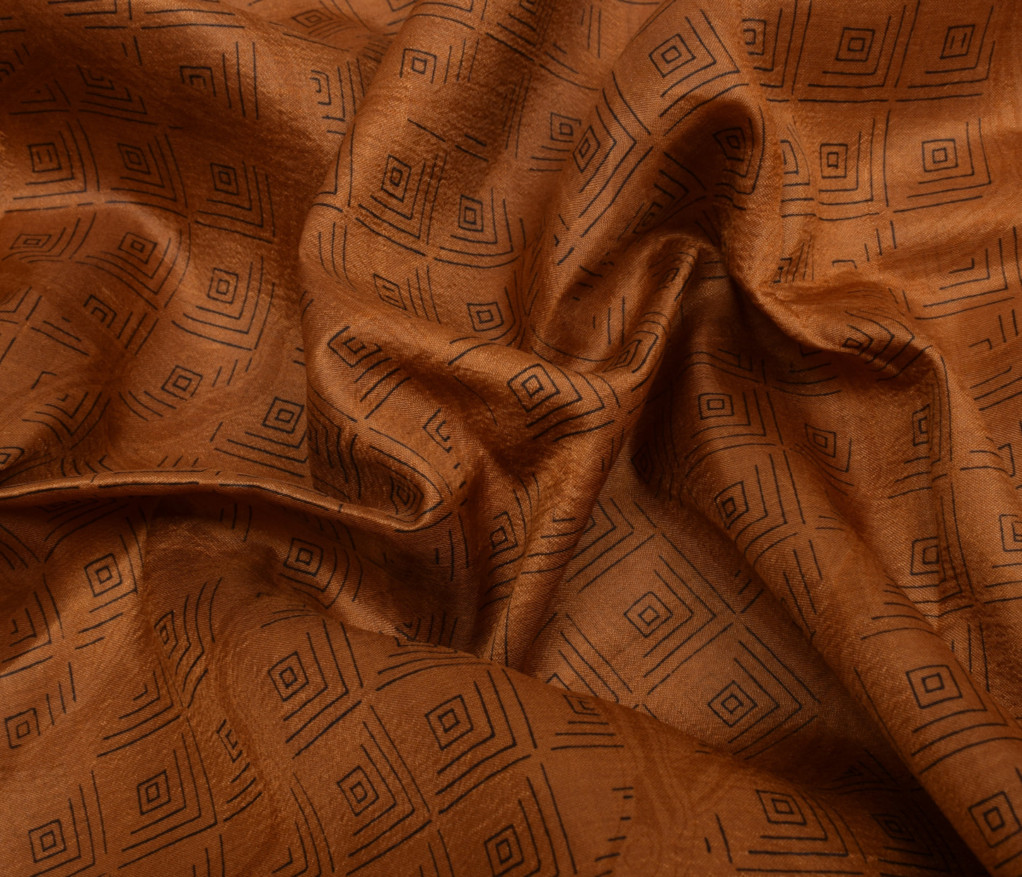 Sushila Vintage Indian Brown Saree 100% Pure Silk Printed Soft Craft Fabric
