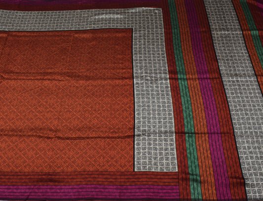 Sushila Vintage Multi-Color Saree Blend Silk Printed 5 Yard Soft Craft Sari Fabric