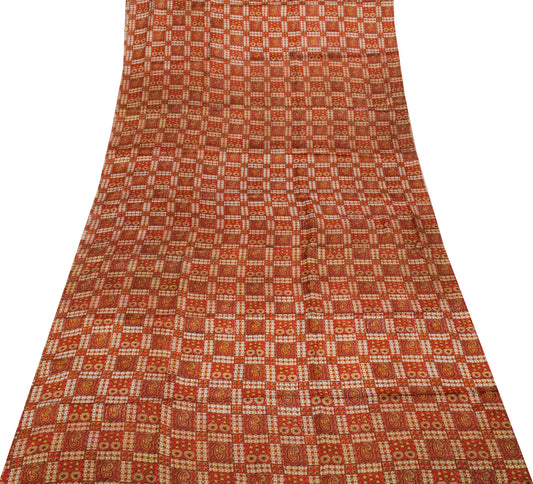 Sushila Vintage Multi-Color Saree Pure Satin Silk Printed Soft Craft Fabric