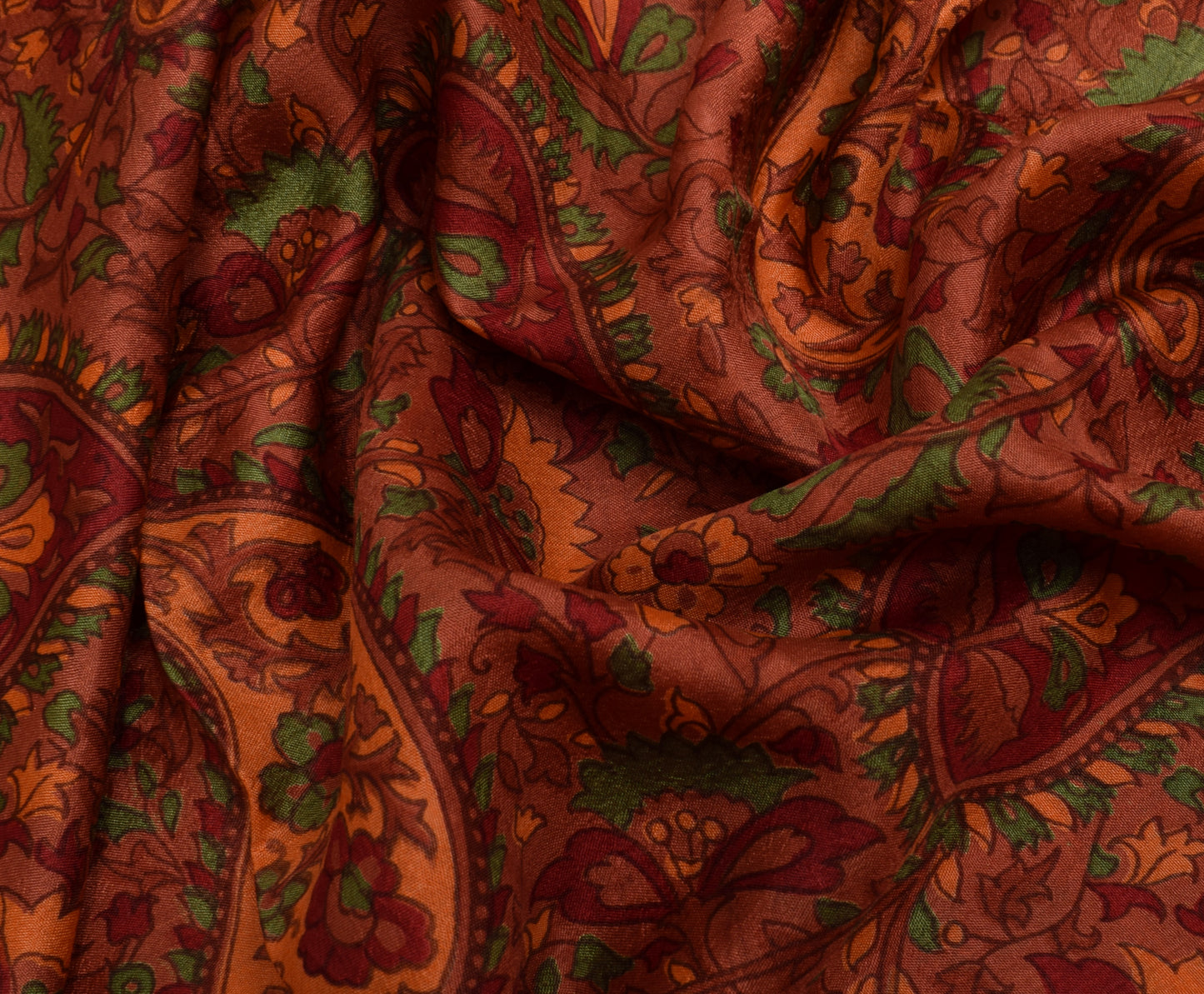 Sushila Vintage Indian Saree 100% Pure Silk Printed Paisley Soft Craft Fabric
