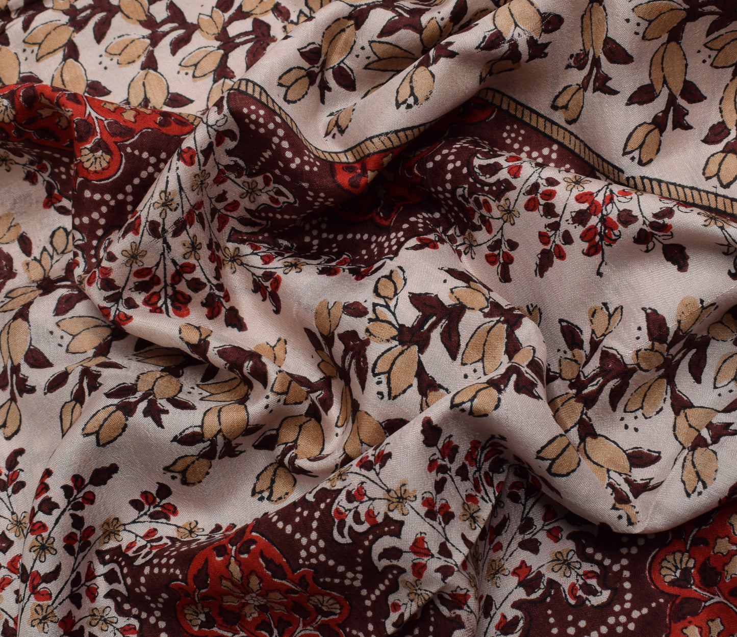 Sushila Vintage Indian Saree 100% Pure Silk Printed Floral Soft Craft Fabric
