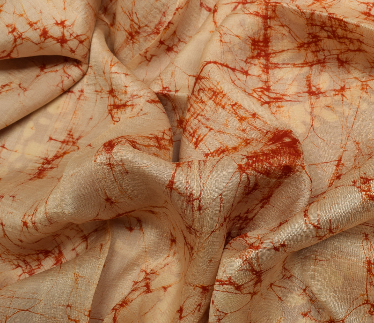 Sushila Vintage Cream Saree 100% Pure Silk Batik Printed Soft Craft Sari Fabric