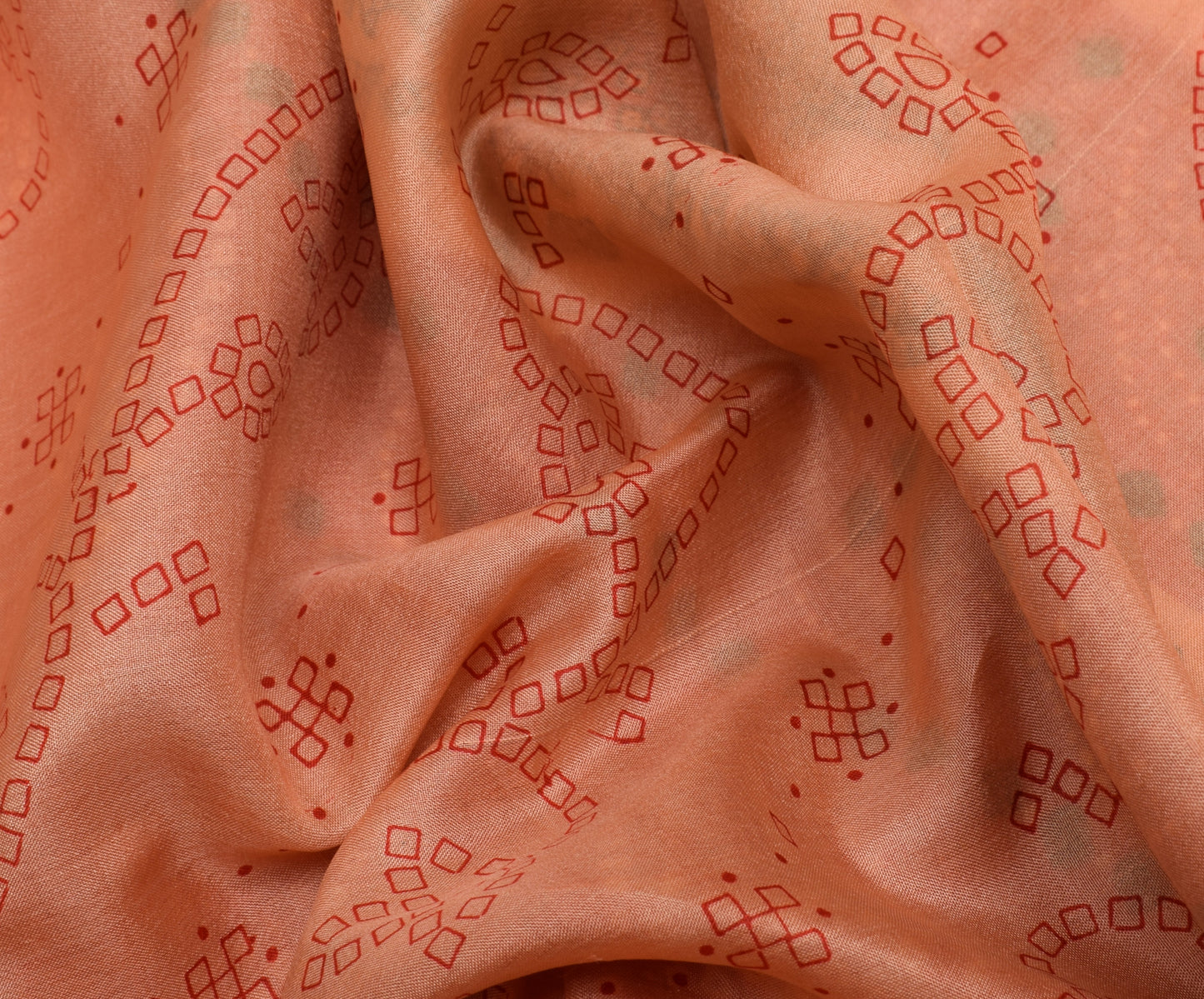Sushila Vintage Peach Indian Saree 100% Pure Silk Printed Soft Craft Fabric