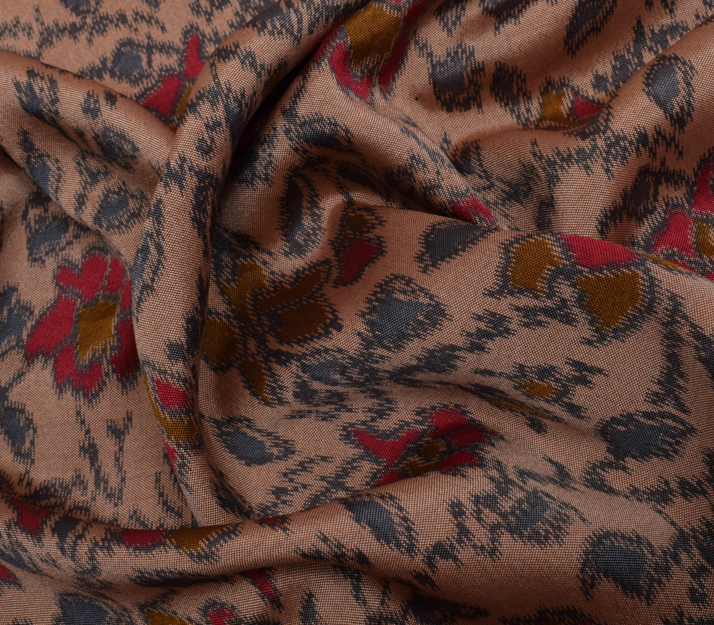 Sushila Vintage Peach Saree Blend Silk Printed Floral Soft Craft Fabric