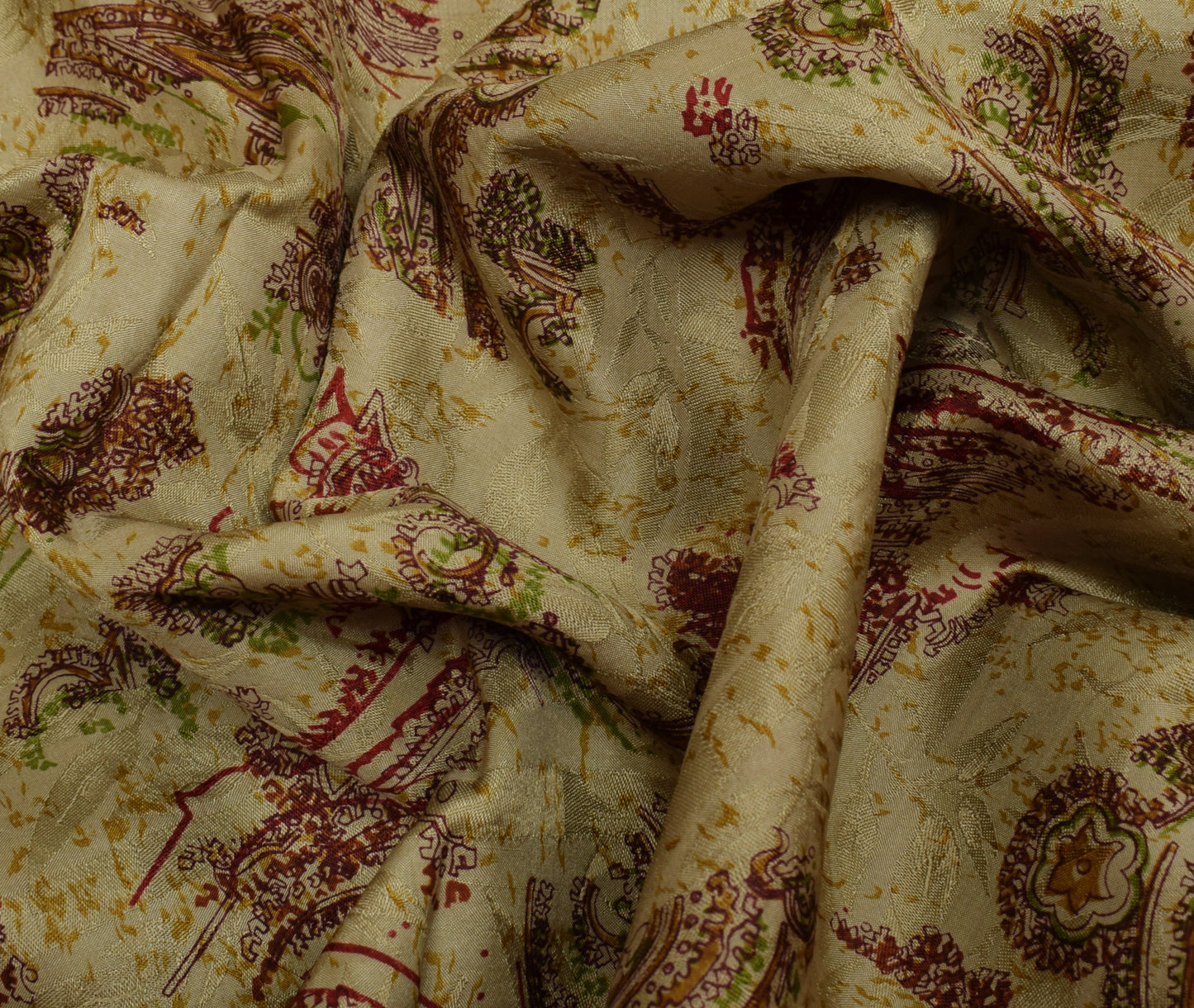 Sushila Vintage Indian Saree Pure Silk Printed & Self Woven Soft Craft Fabric