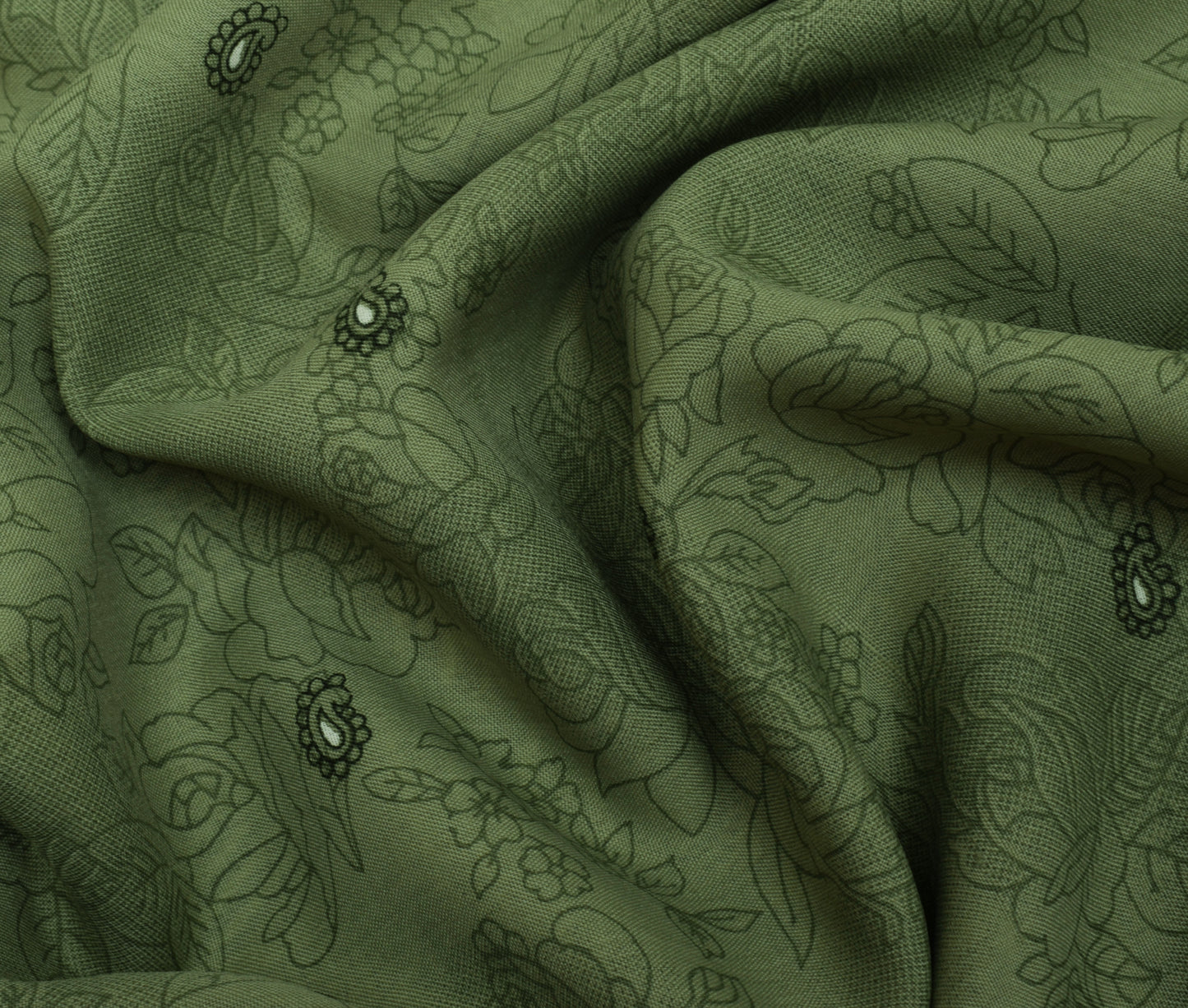 Sushila Vintage Green Saree Blend Silk Printed Floral Soft Craft Sari Fabric