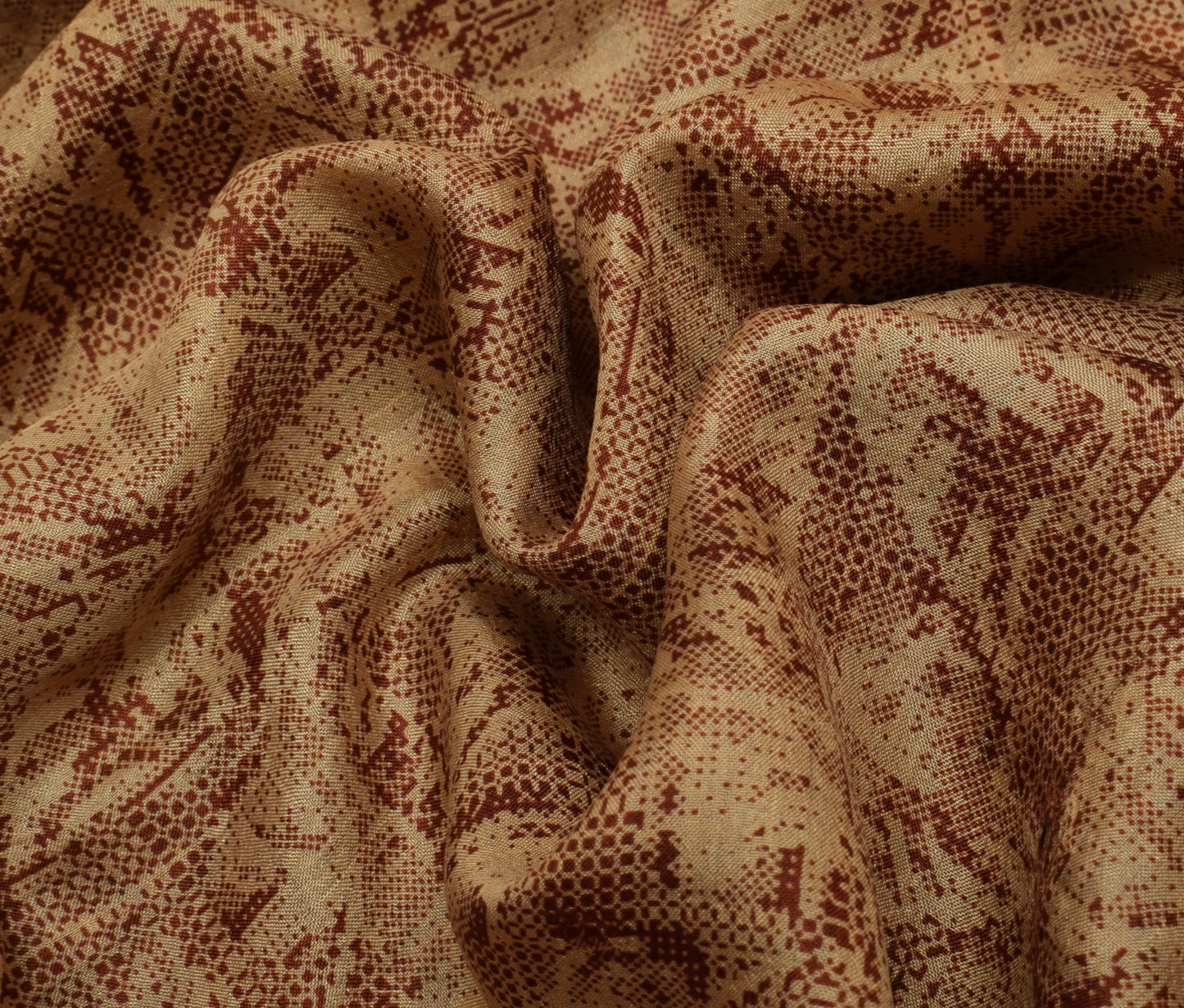 Sushila Vintage Indian Brown Saree 100% Pure Silk Printed Soft Craft Fabric